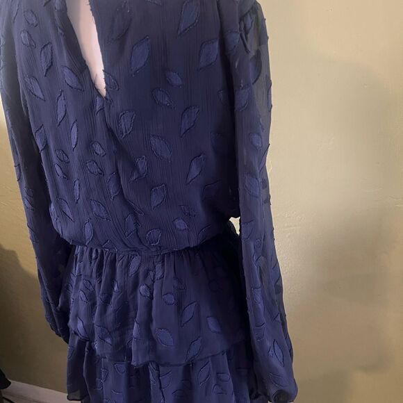 Studio M Blue V-Neck Long Sleeve Sundress - Picture 2 of 7